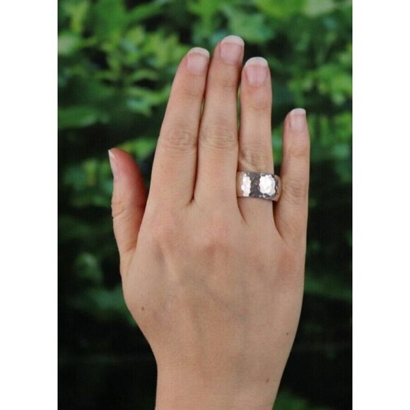 Sterling Silver Hammered Band Ring Thick Cigar Band Silpada Size 6 1/2 - Picture 2 of 8